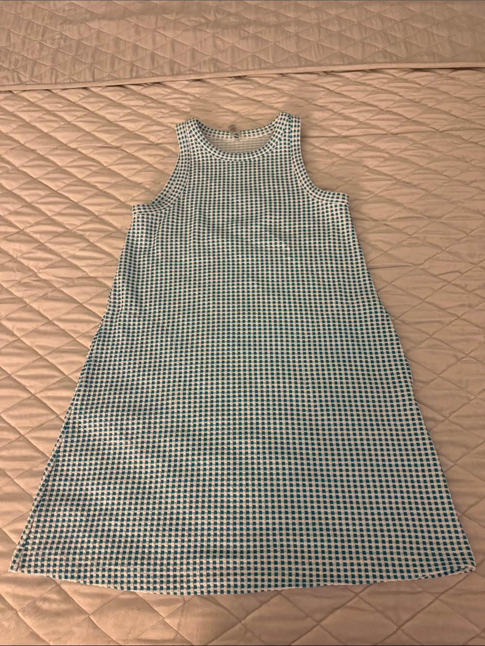 Lou & Grey Blue and White Check Sleeveless Midi Dress